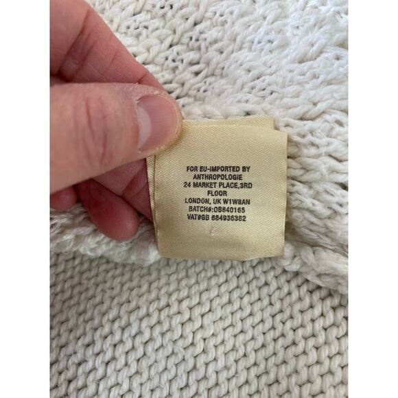 Anthropologie Size S Cream Cotton Silk Blend Fringed Sweater Vest - Picture 6 of 8